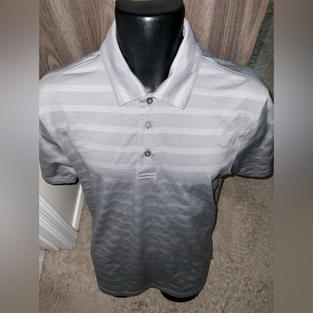 Men’s used Grey striped polo shirt size M medium Boile